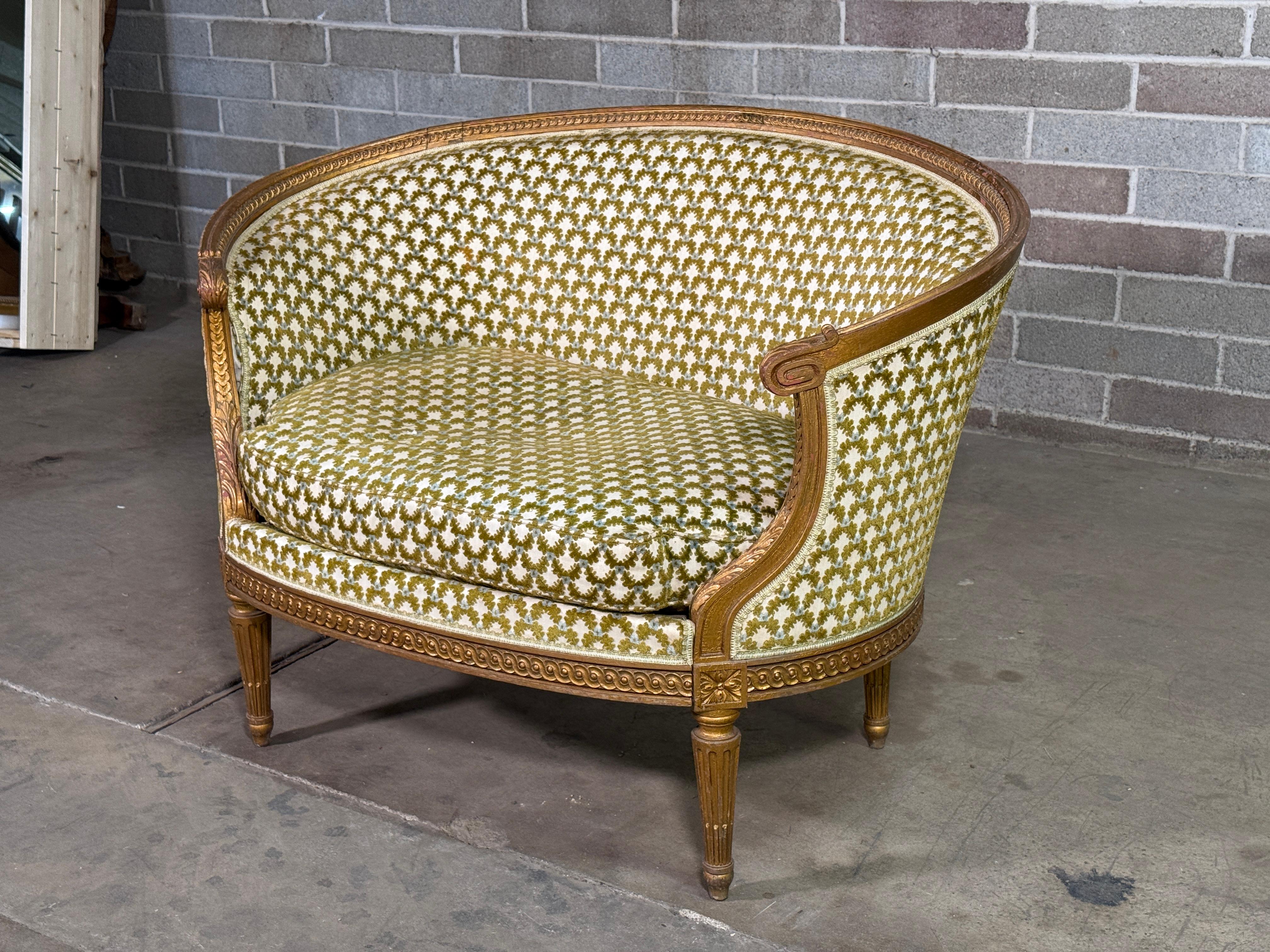 Napoleon III Late 19th Century French Giltwood Petite Settee For Sale
