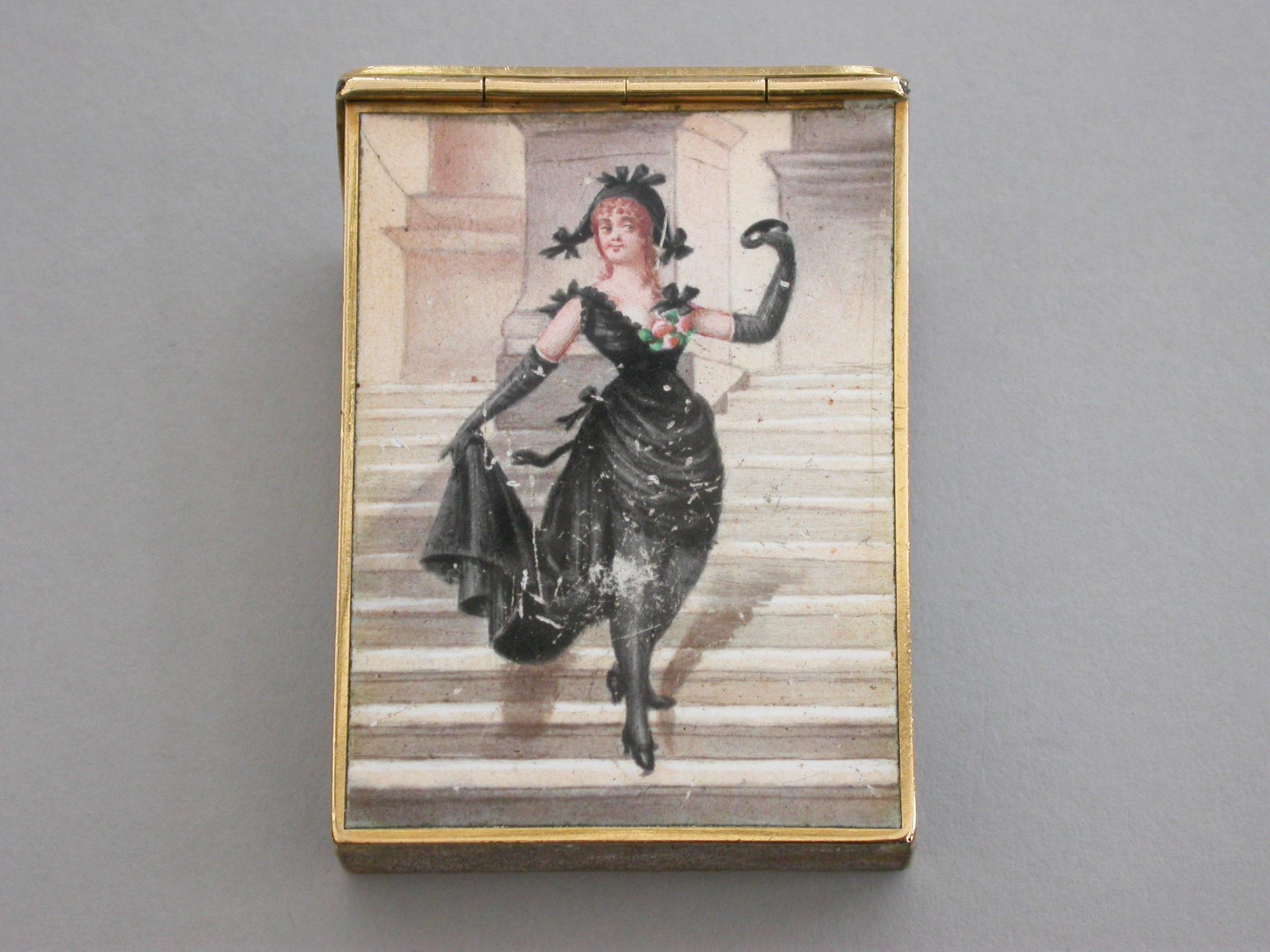 Late 19th Century French Gold and Enamel Vesta Case ‘Sappho’, circa 1900 For Sale 2