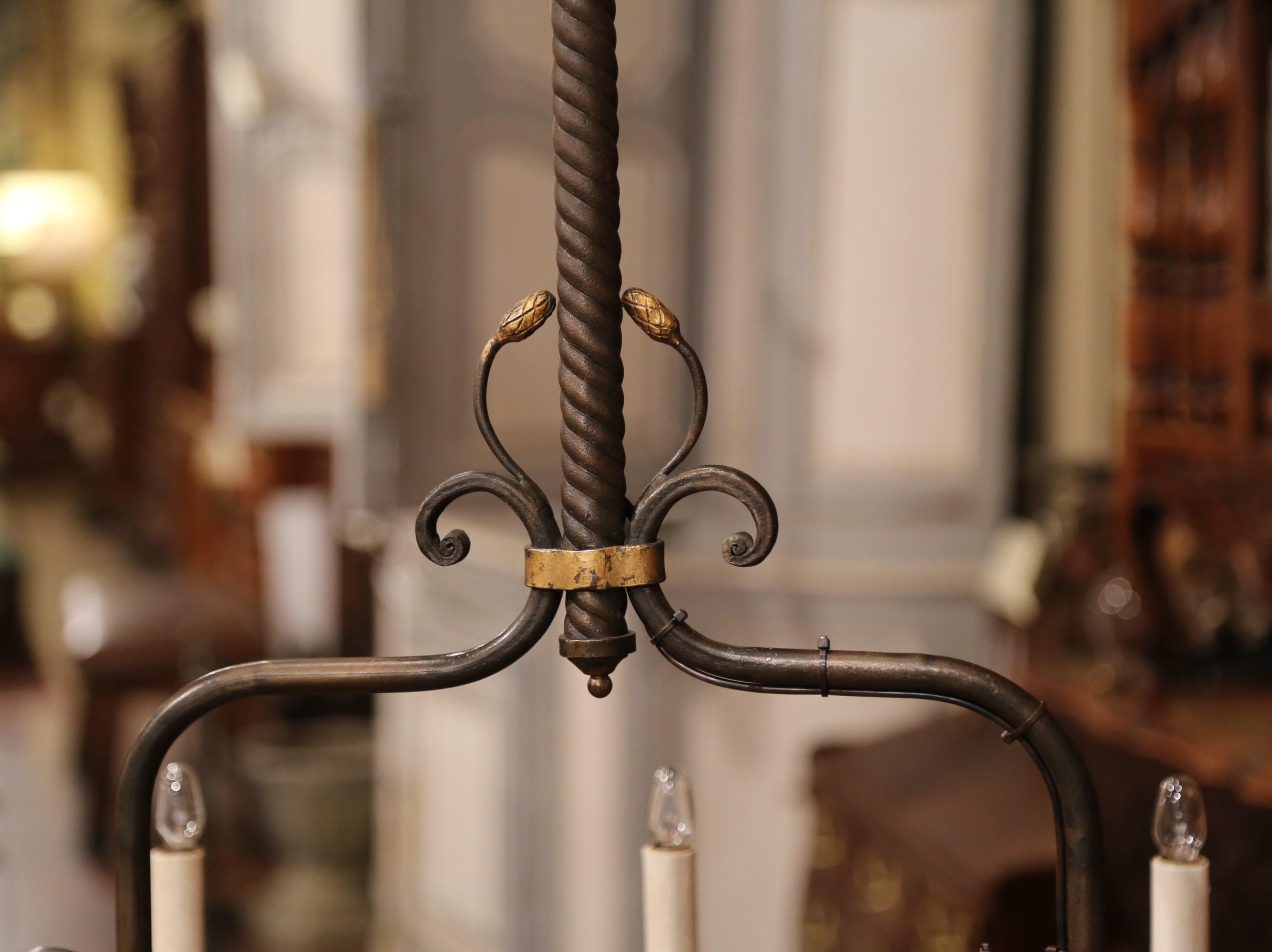 Late 19th Century French Gothic Eight-Light Iron Chandelier with Fleur de Lys 6