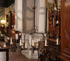 Late 19th Century French Gothic Eight-Light Iron Chandelier with Fleur de Lys