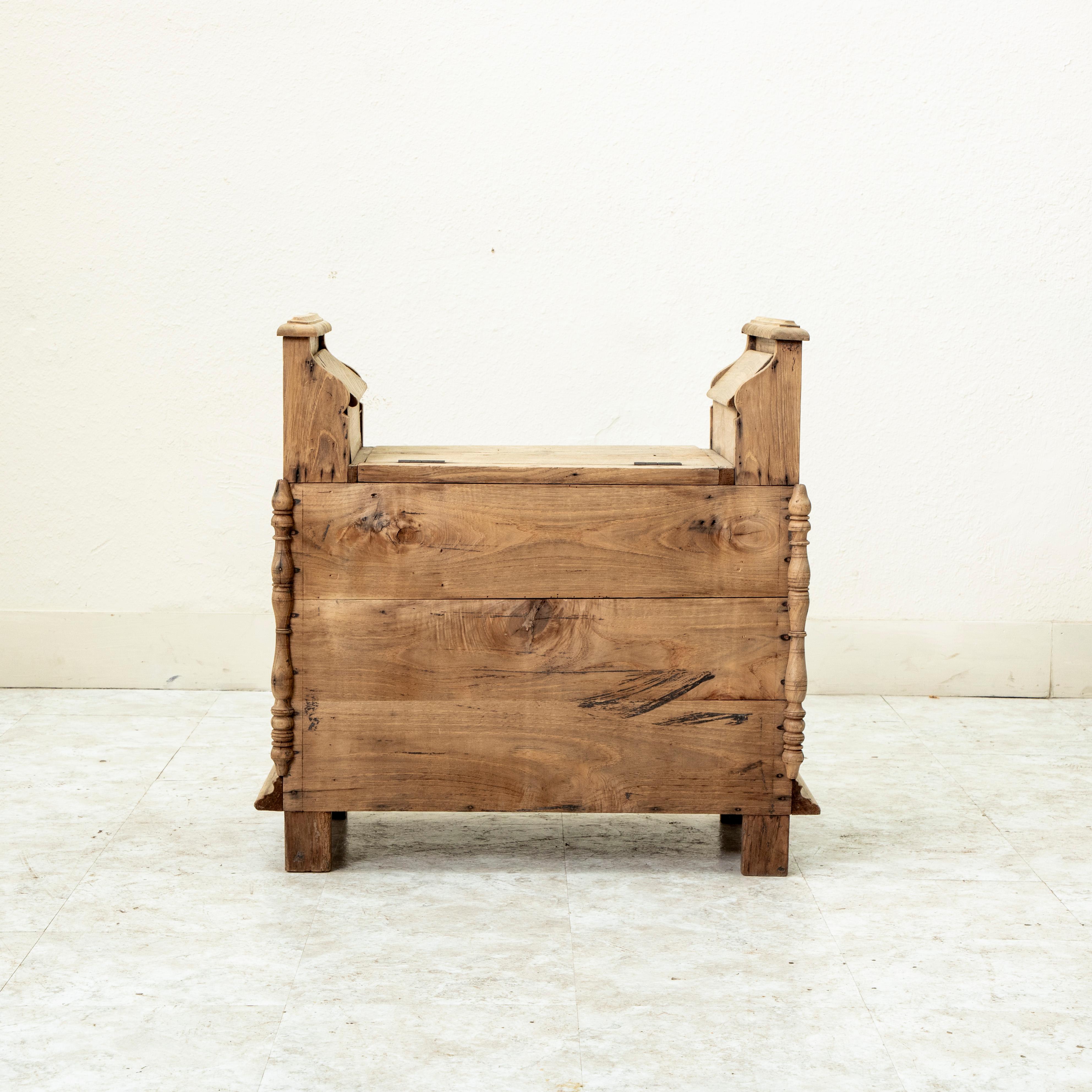 Late 19th Century French Gothic Style Hand Carved Bleached Oak Coffer Bench 2