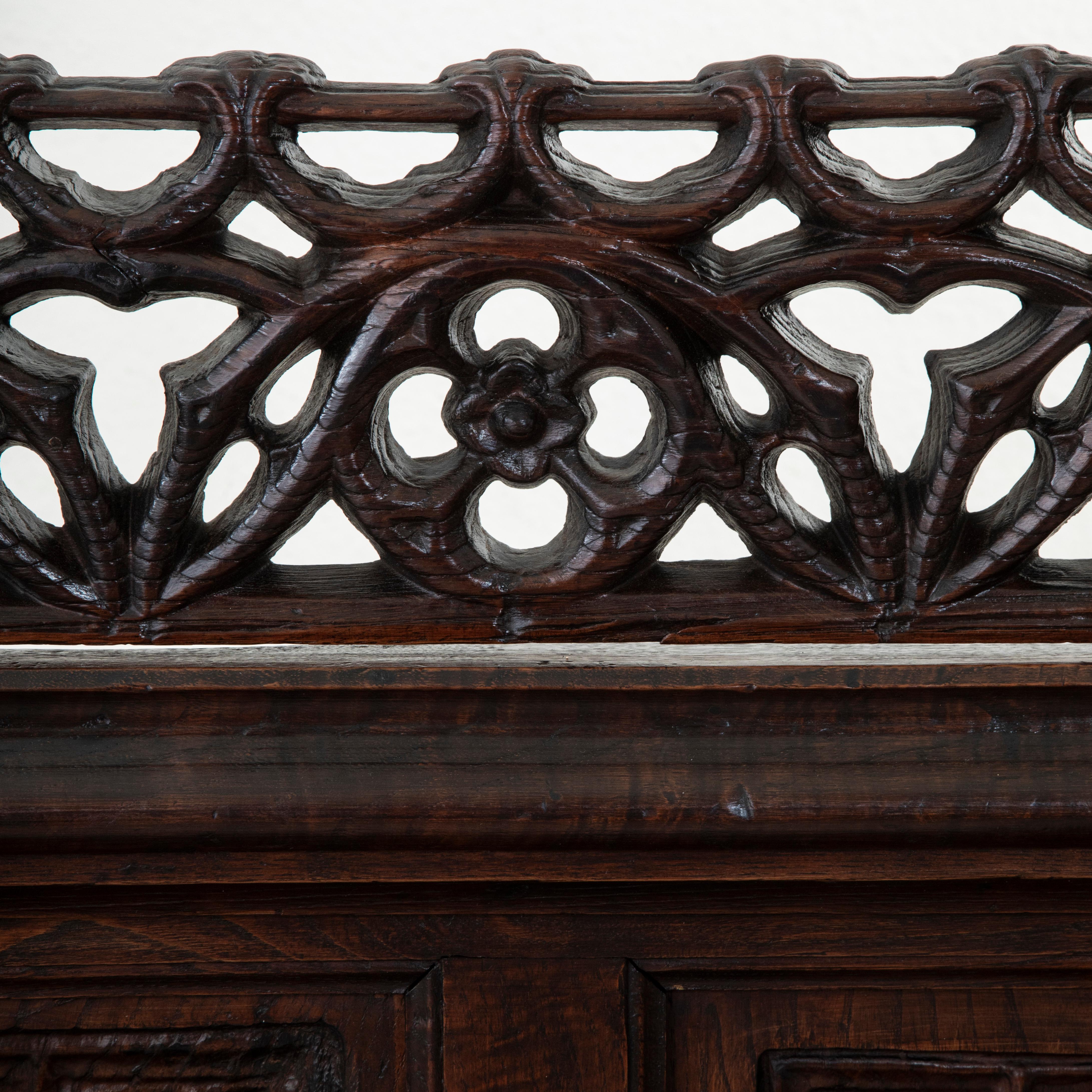Late 19th Century French Gothic Style Hand Carved Oak Armchair, Throne For Sale 6