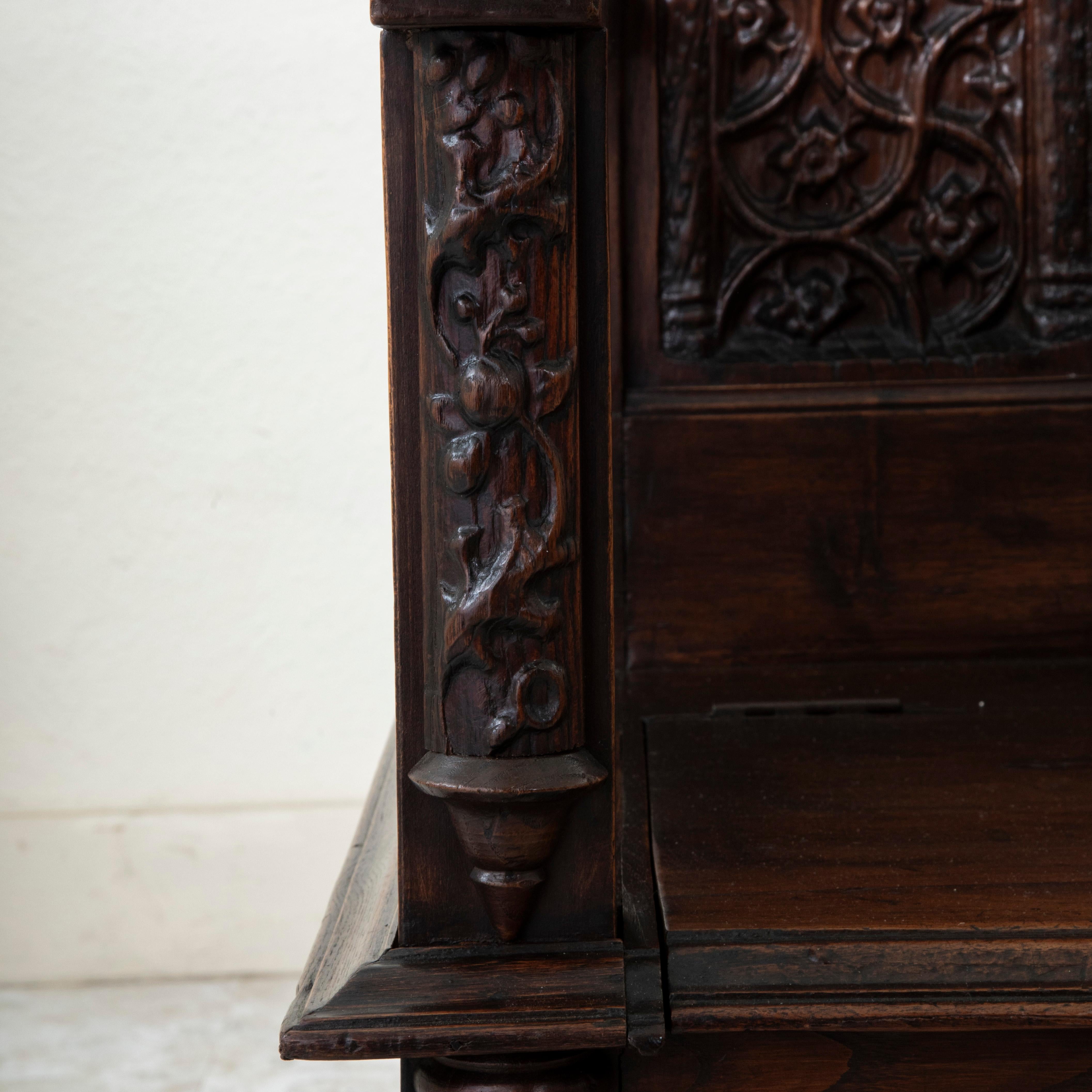 Late 19th Century French Gothic Style Hand Carved Oak Armchair, Throne For Sale 7