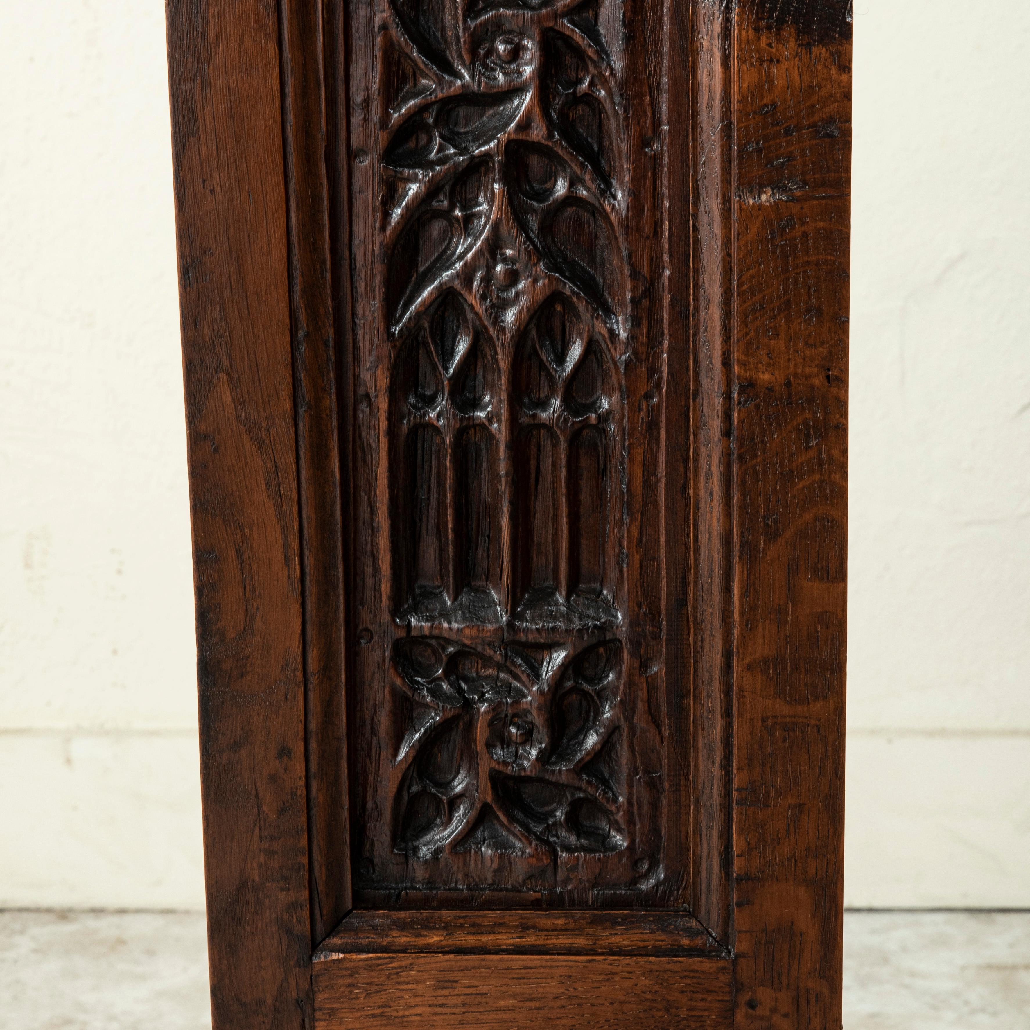 Late 19th Century French Gothic Style Hand Carved Oak Pedestal, Sculpture Stand 5