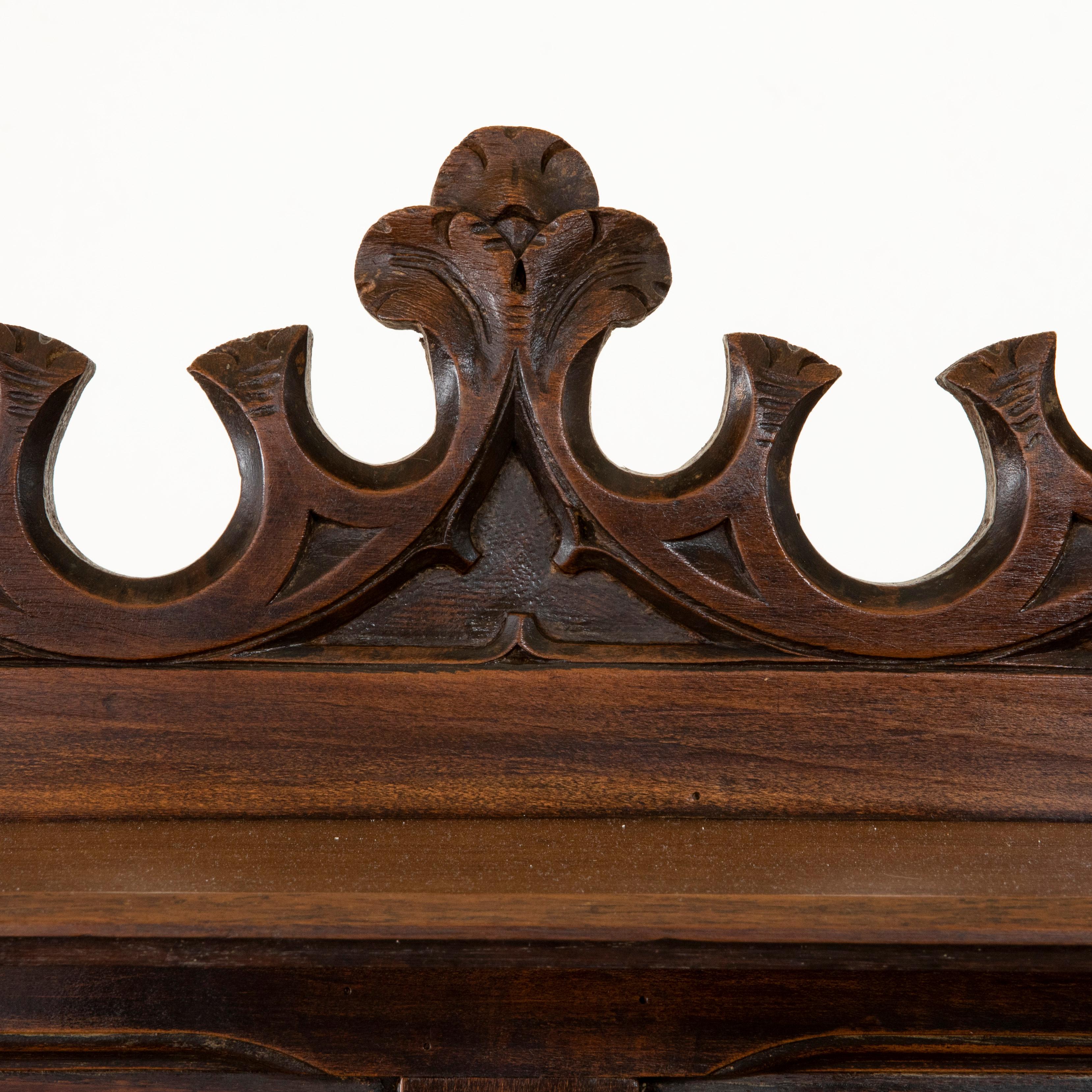 Late 19th Century French Gothic Style Hand Carved Walnut Cabinet or Credenza For Sale 6