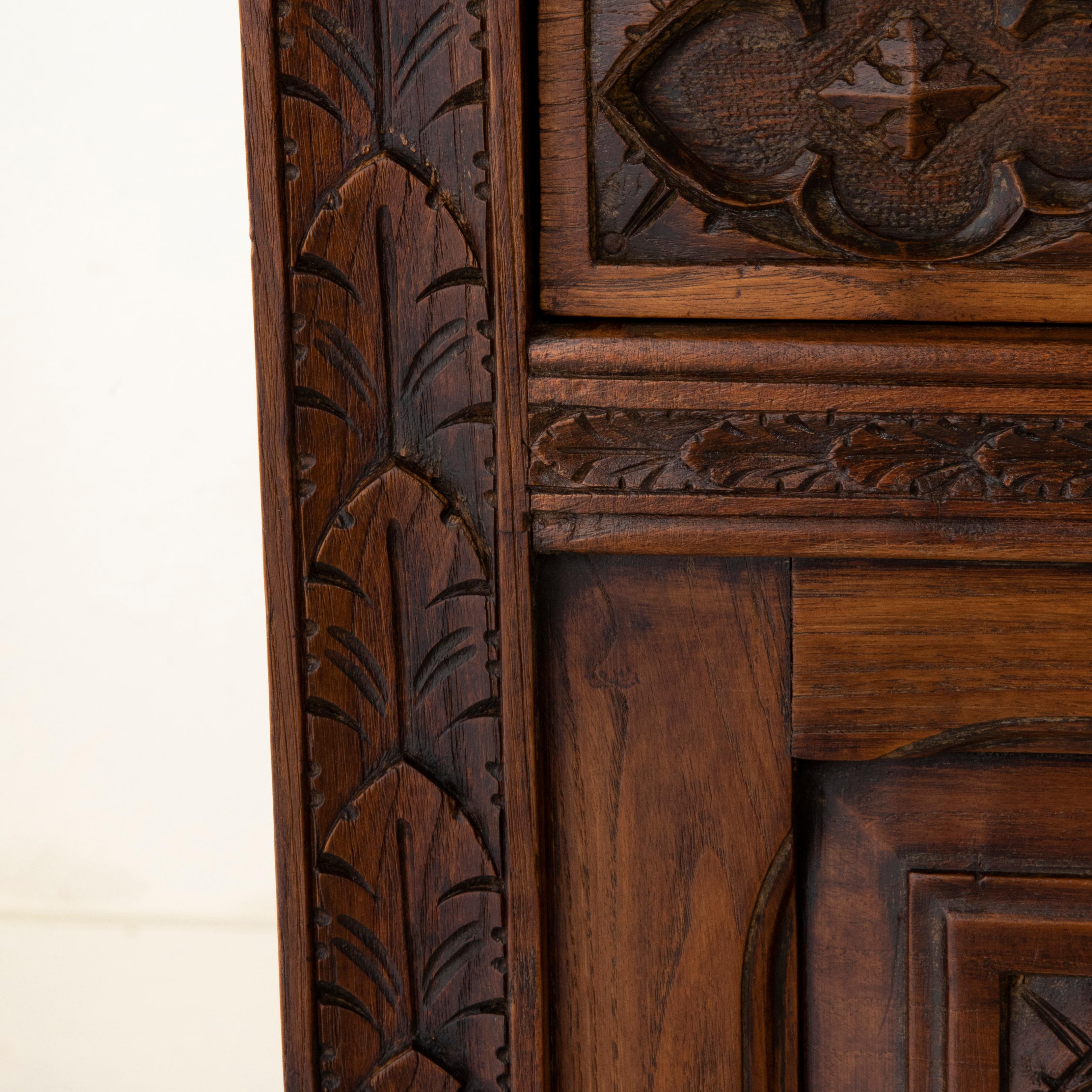 Late 19th Century French Gothic Style Hand Carved Walnut Cabinet or Credenza For Sale 9