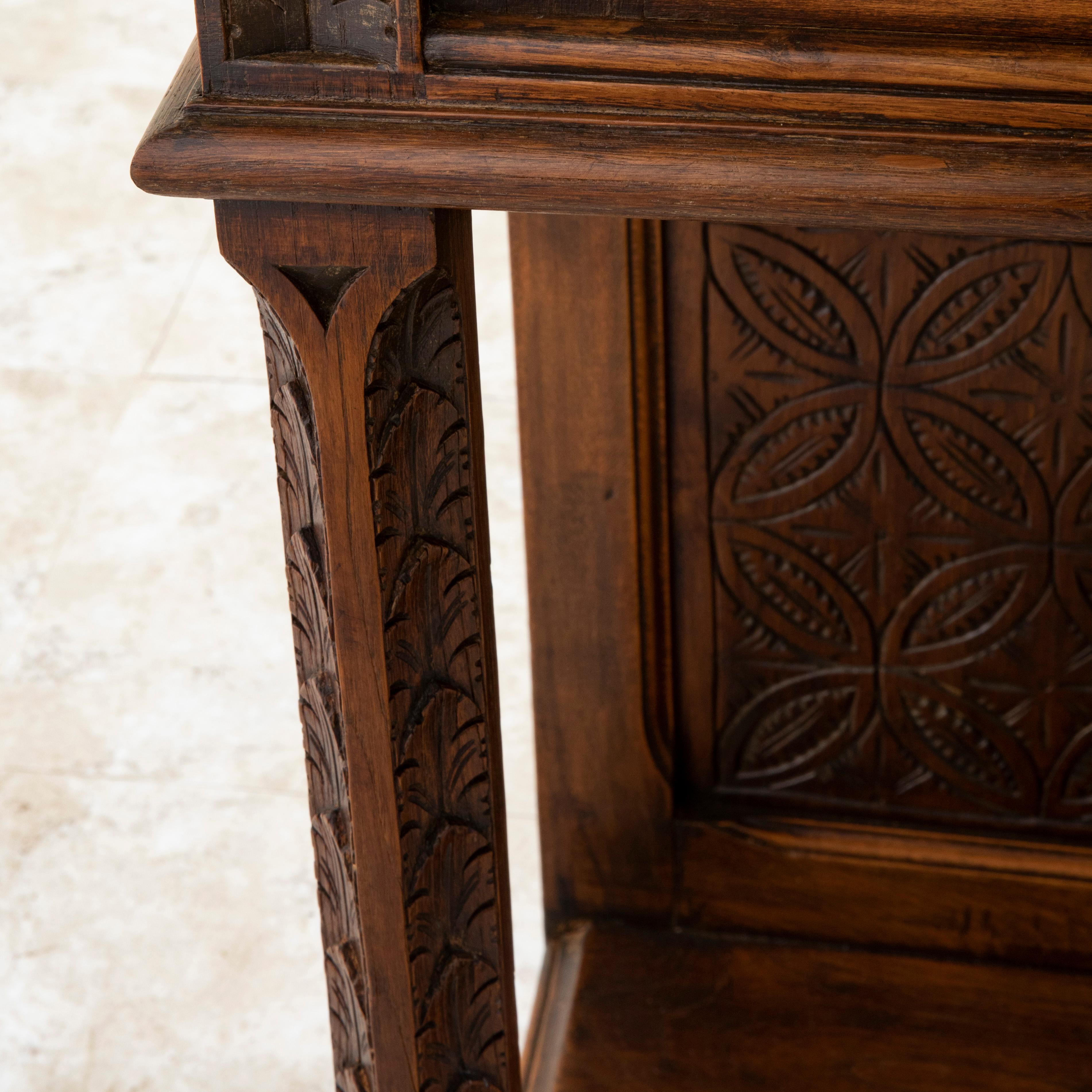 Late 19th Century French Gothic Style Hand Carved Walnut Cabinet or Credenza For Sale 10