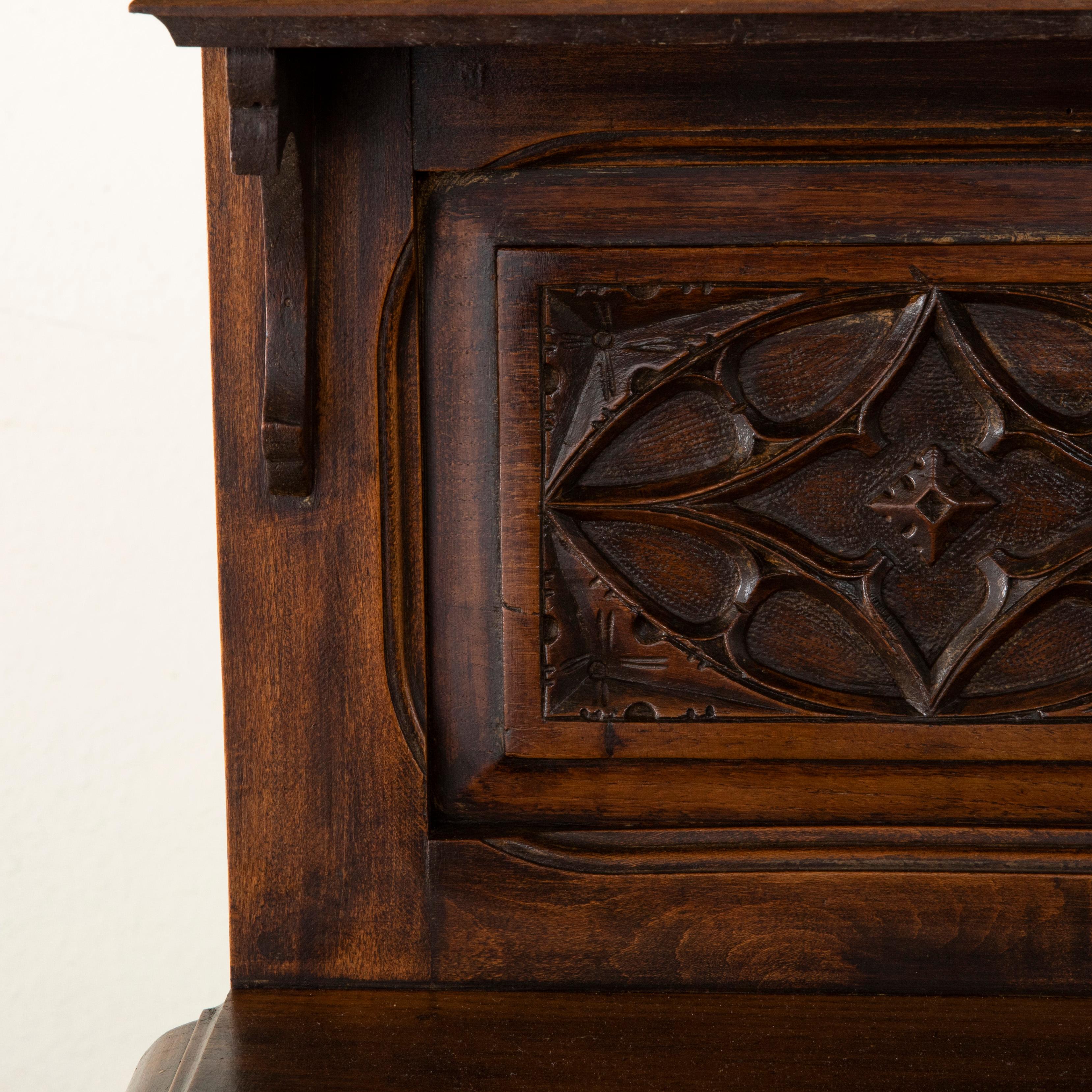 Late 19th Century French Gothic Style Hand Carved Walnut Cabinet or Credenza For Sale 4