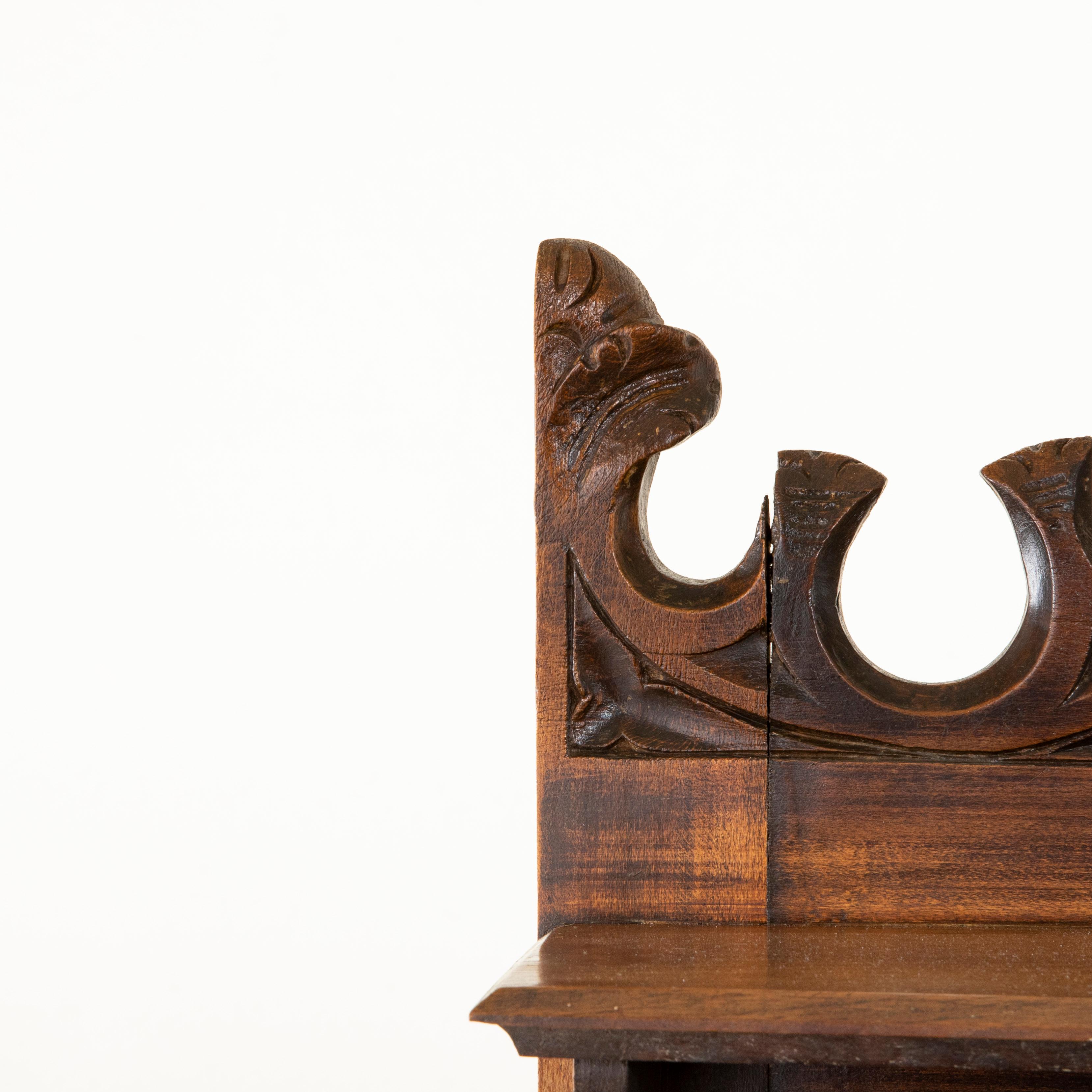 Late 19th Century French Gothic Style Hand Carved Walnut Cabinet or Credenza For Sale 5