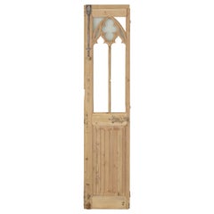 Late 19th Century French Gothic Style Pitch Pine Door Double Faced, Linen Fold