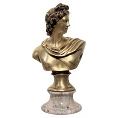 Late 19th Century French Grand Tour Apollo Belvedere Bust on Marble Base - 10 In