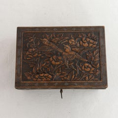 Late 19th Century French Hand Carved Black Forest Box with Birds