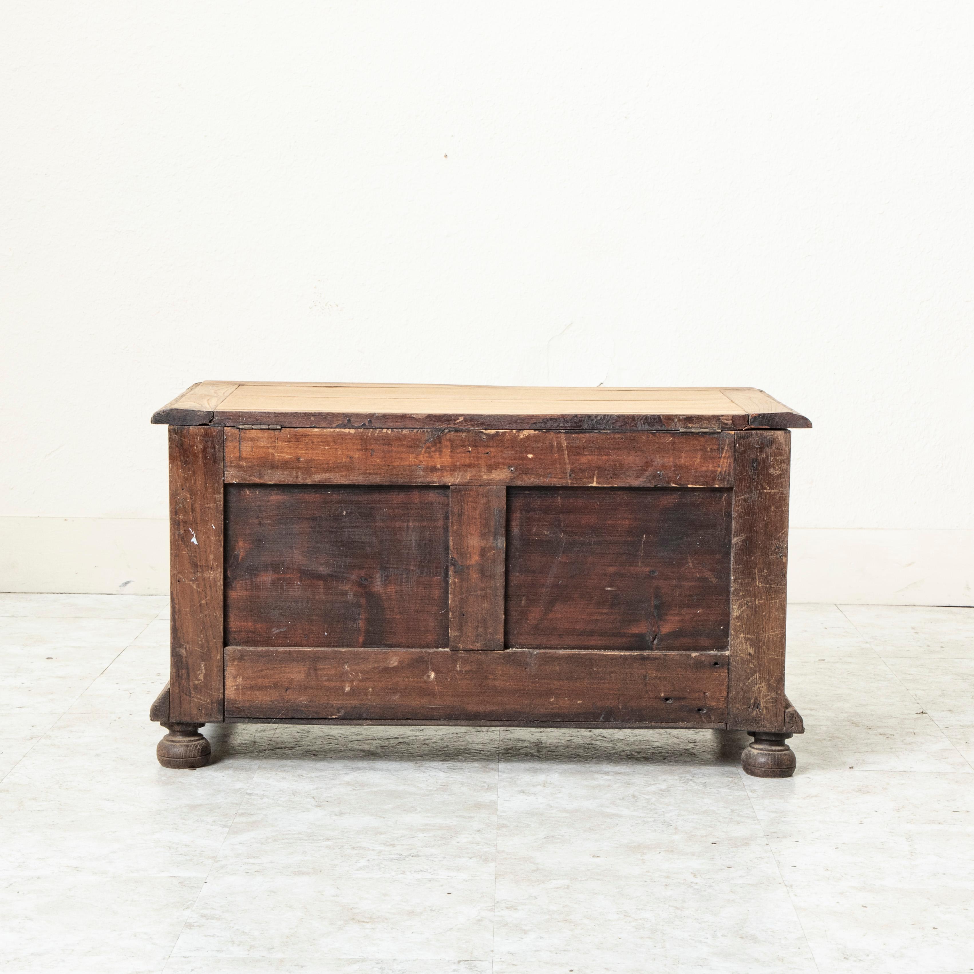 Late 19th Century French Hand Carved Bleached Oak Coffer Bench 3