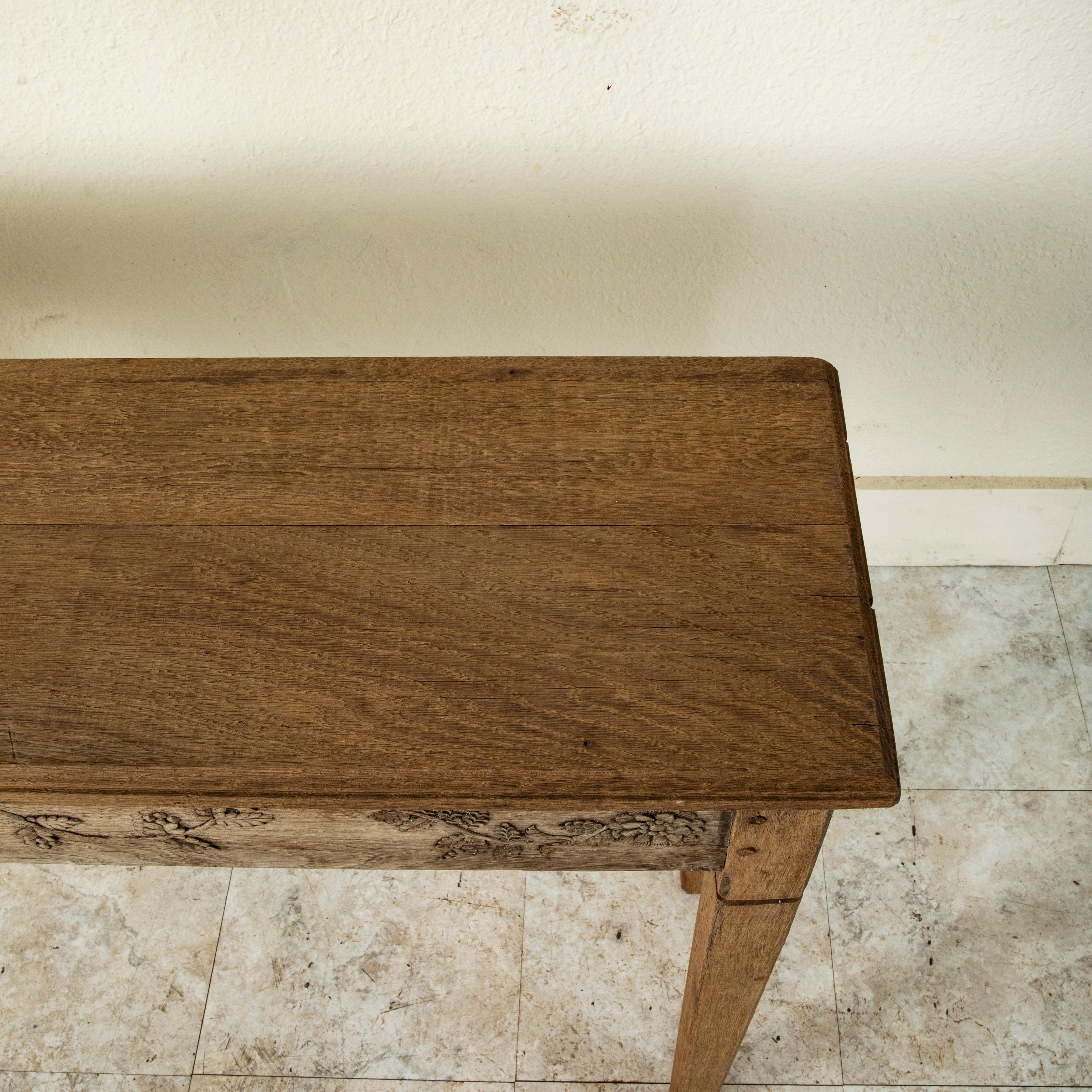 Late 19th Century French Hand Carved Bleached Oak Console Table or Sofa Table 6