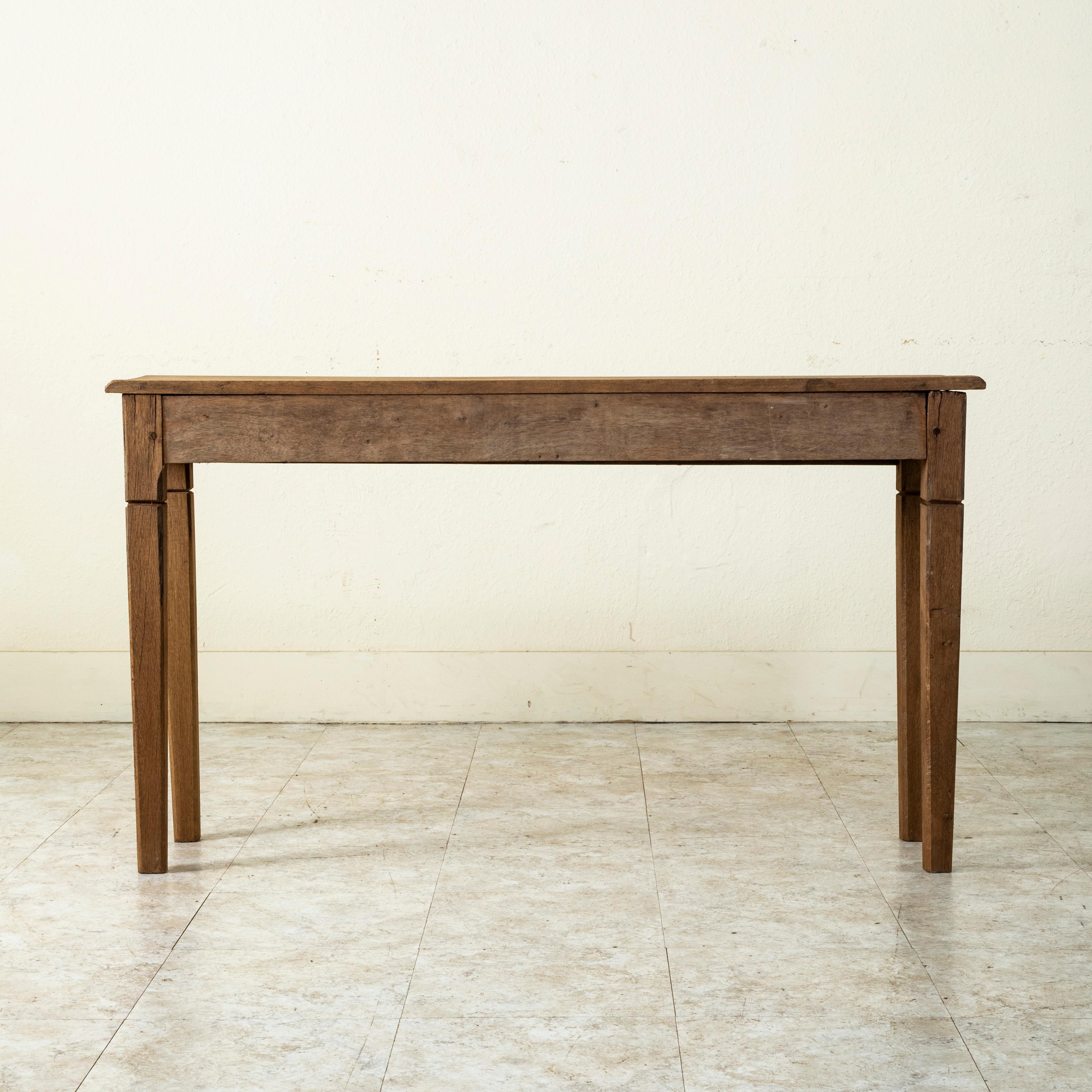 Late 19th Century French Hand Carved Bleached Oak Console Table or Sofa Table 1