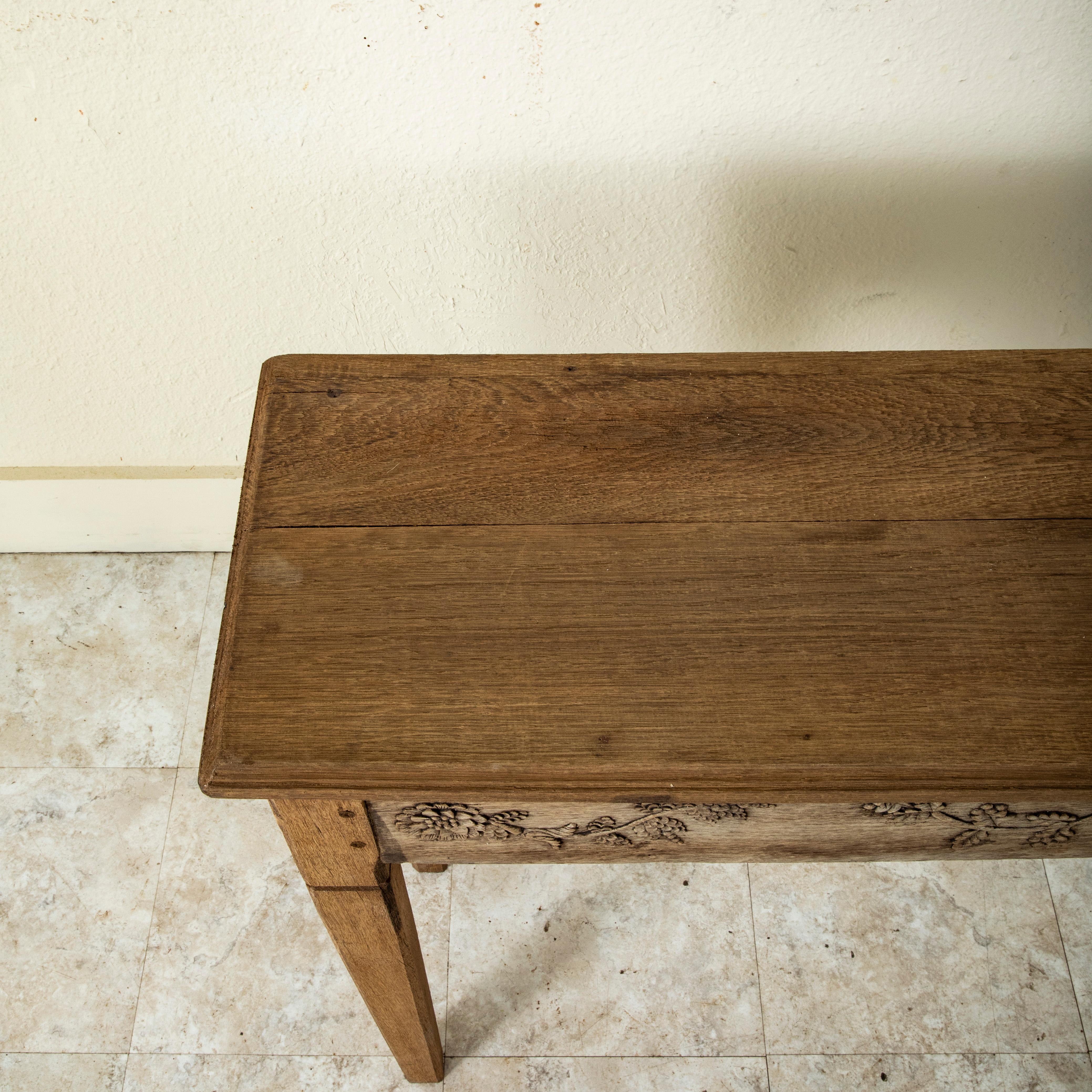 Late 19th Century French Hand Carved Bleached Oak Console Table or Sofa Table 4