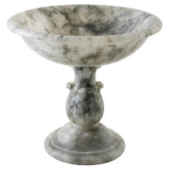 Late 19th Century French Hand Carved Grey Marble Compote Bowl, Acanthus Leaves