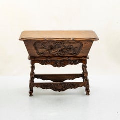 Late 19th Century French Hand Carved Miniature Walnut Dough Table, Petrin