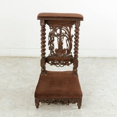 Late 19th Century French Hand-Carved Oak Prie Dieu or Prayer Chair with Columns