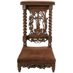 Late 19th Century French Hand-Carved Oak Prie Dieu or Prayer Chair with Columns
