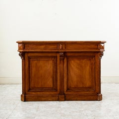 Late 19th Century French Hand-Carved Walnut Counter, Dry Bar, Kitchen Island