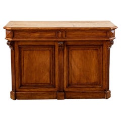 Late 19th Century French Hand-Carved Walnut Counter, Dry Bar, Kitchen Island