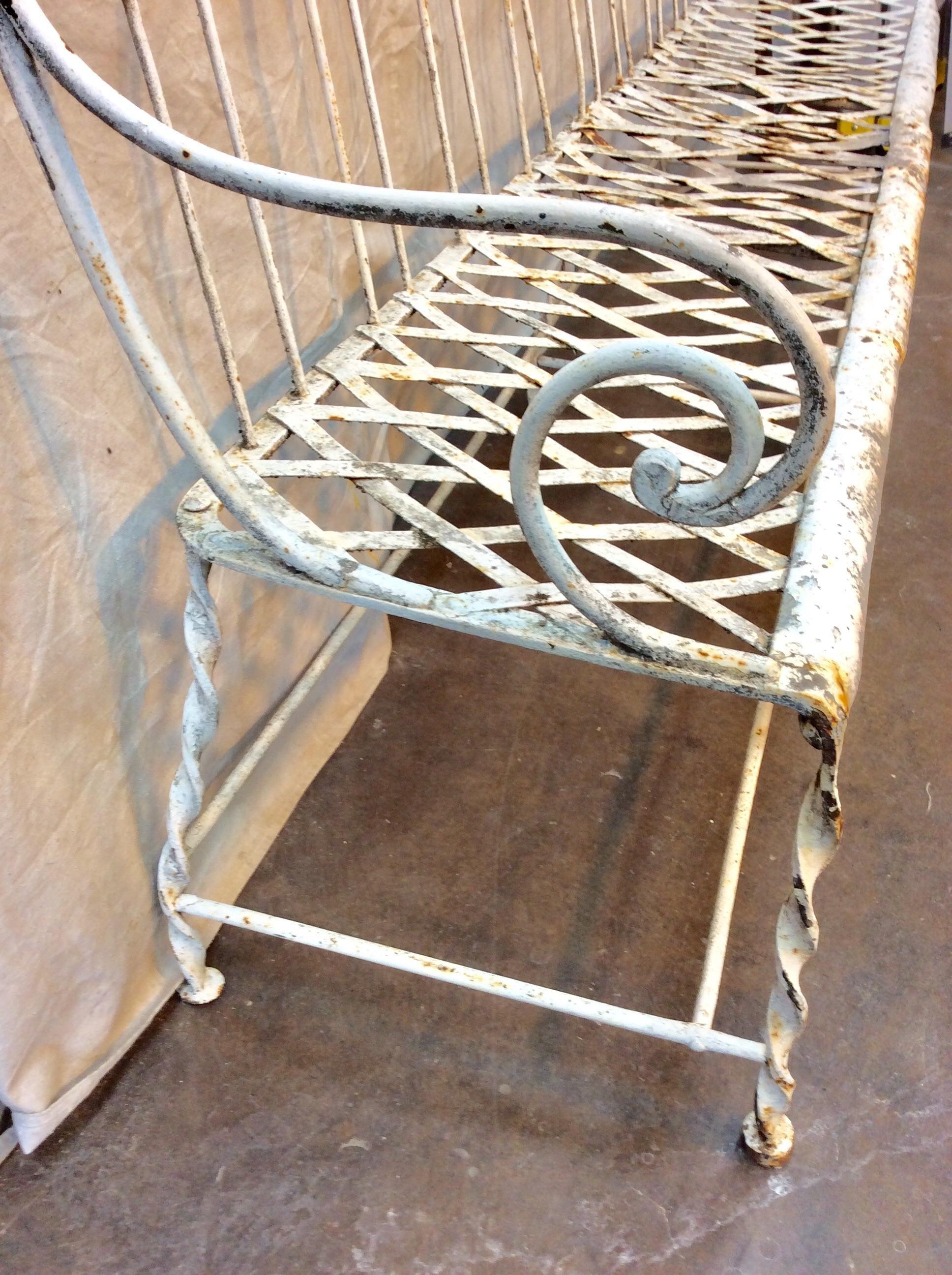 Late 19th Century French Hand Forged Iron Garden Bench For Sale 6