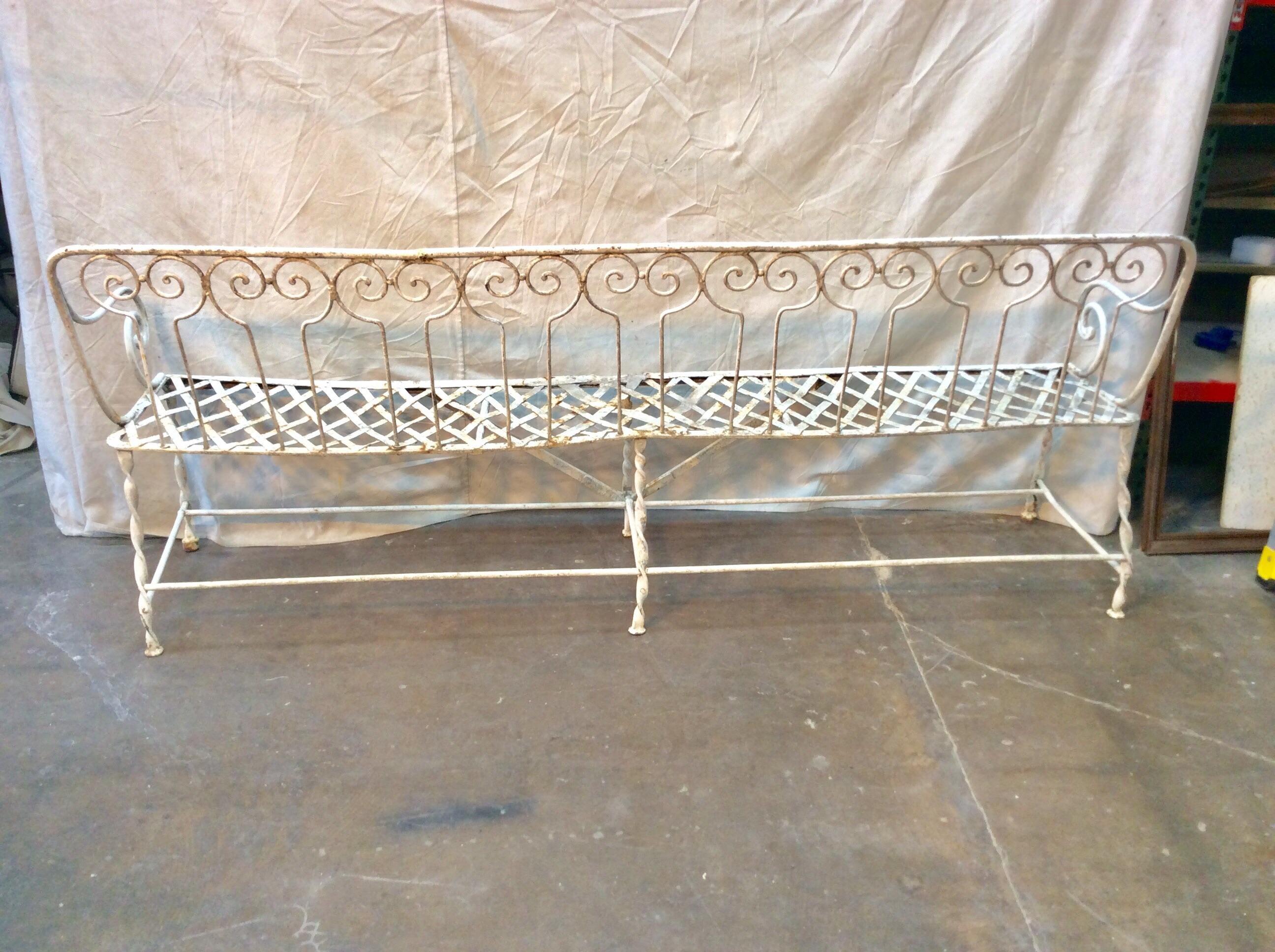 Late 19th Century French Hand Forged Iron Garden Bench For Sale 8