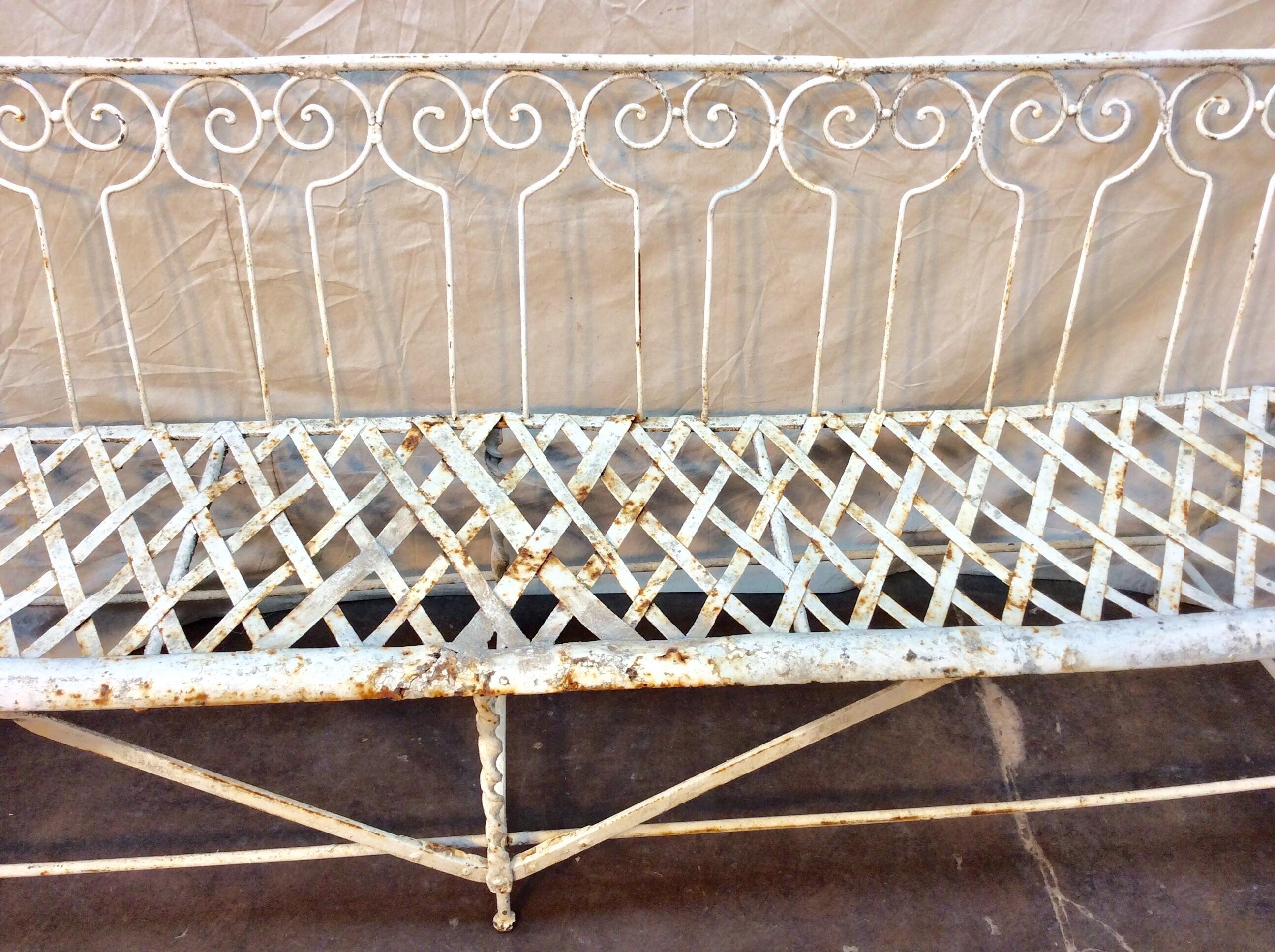 Late 19th Century French Hand Forged Iron Garden Bench For Sale 1
