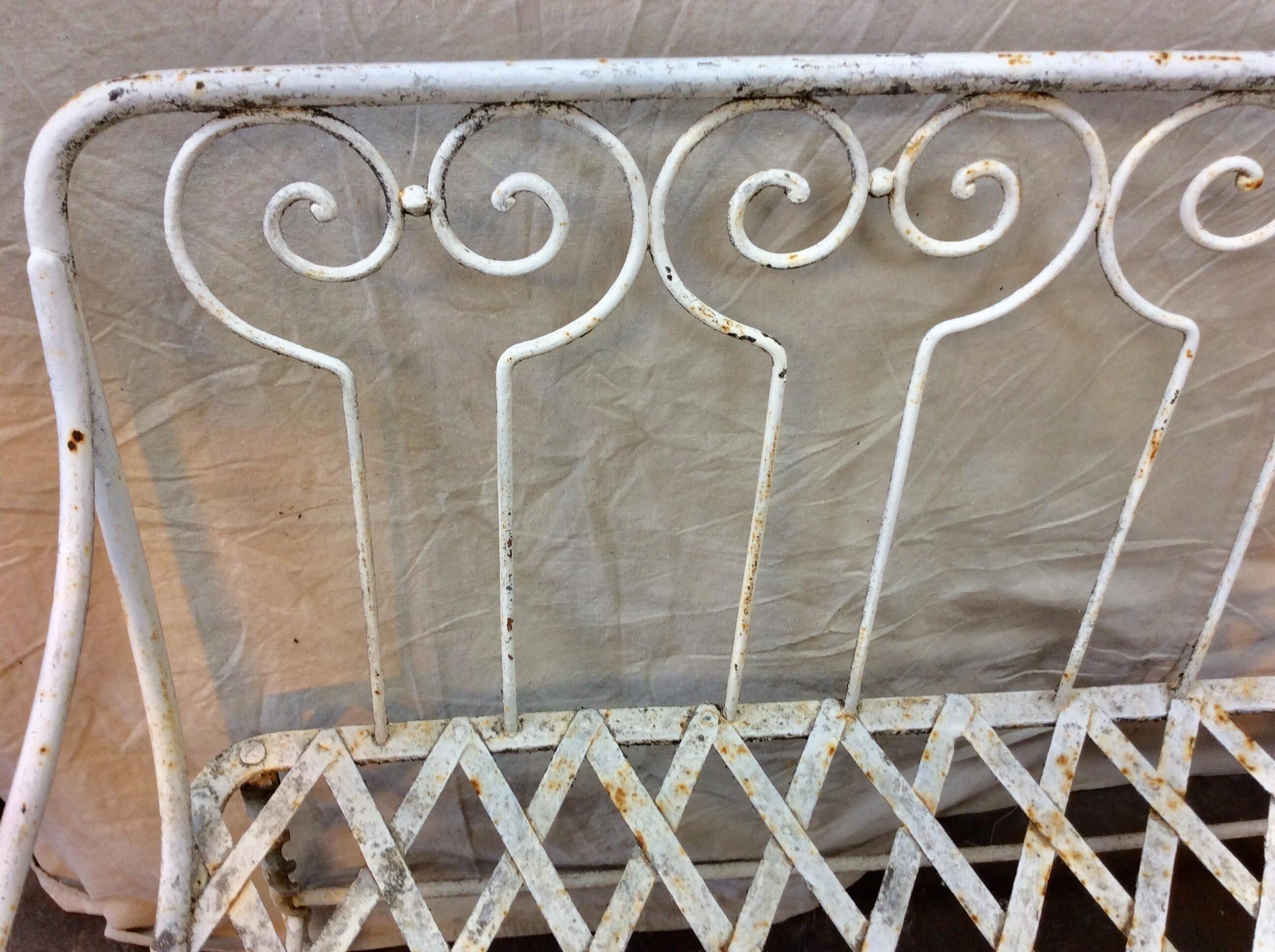 Late 19th Century French Hand Forged Iron Garden Bench For Sale 5