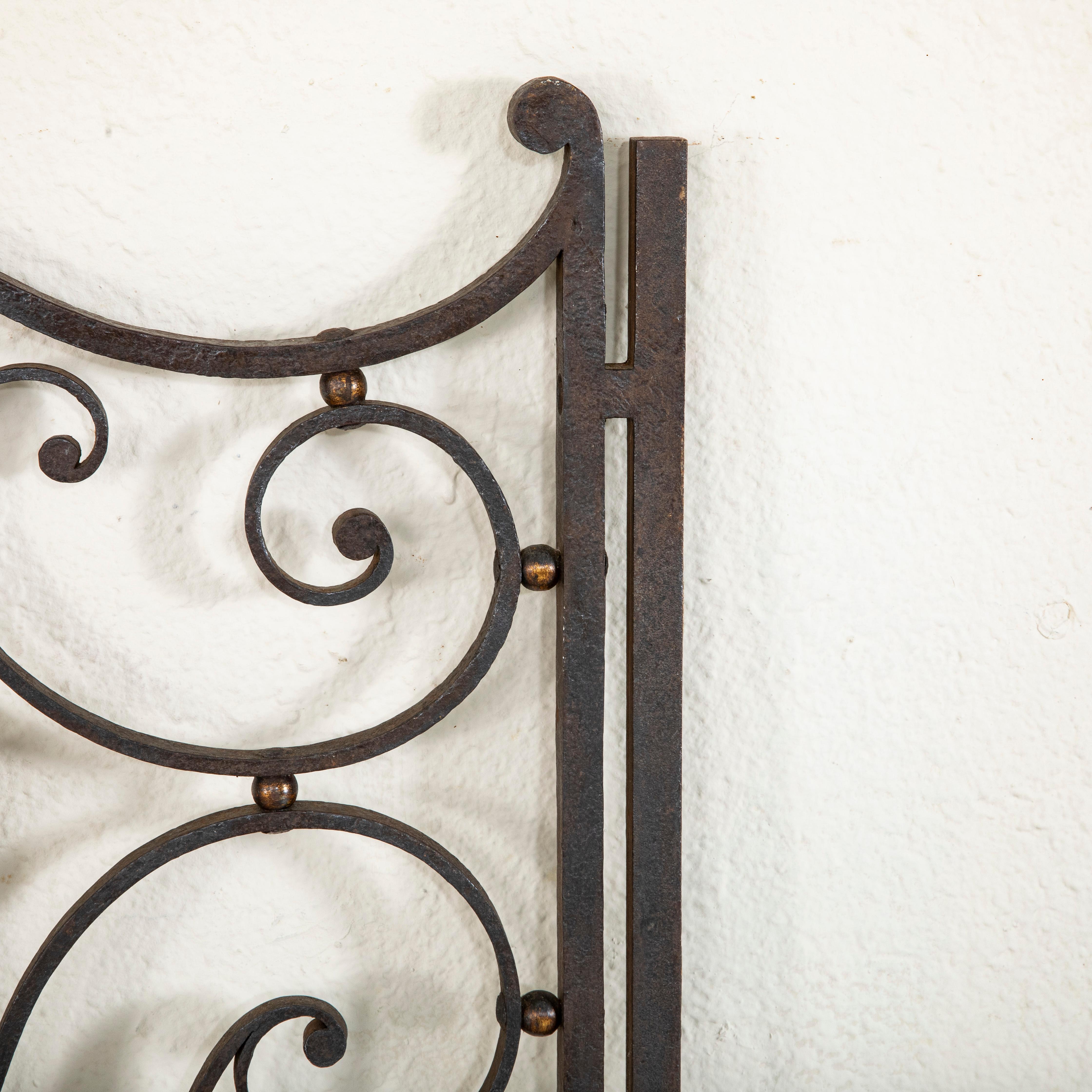 Late 19th Century French Hand Forged Iron Gate with Gold Detailing 8