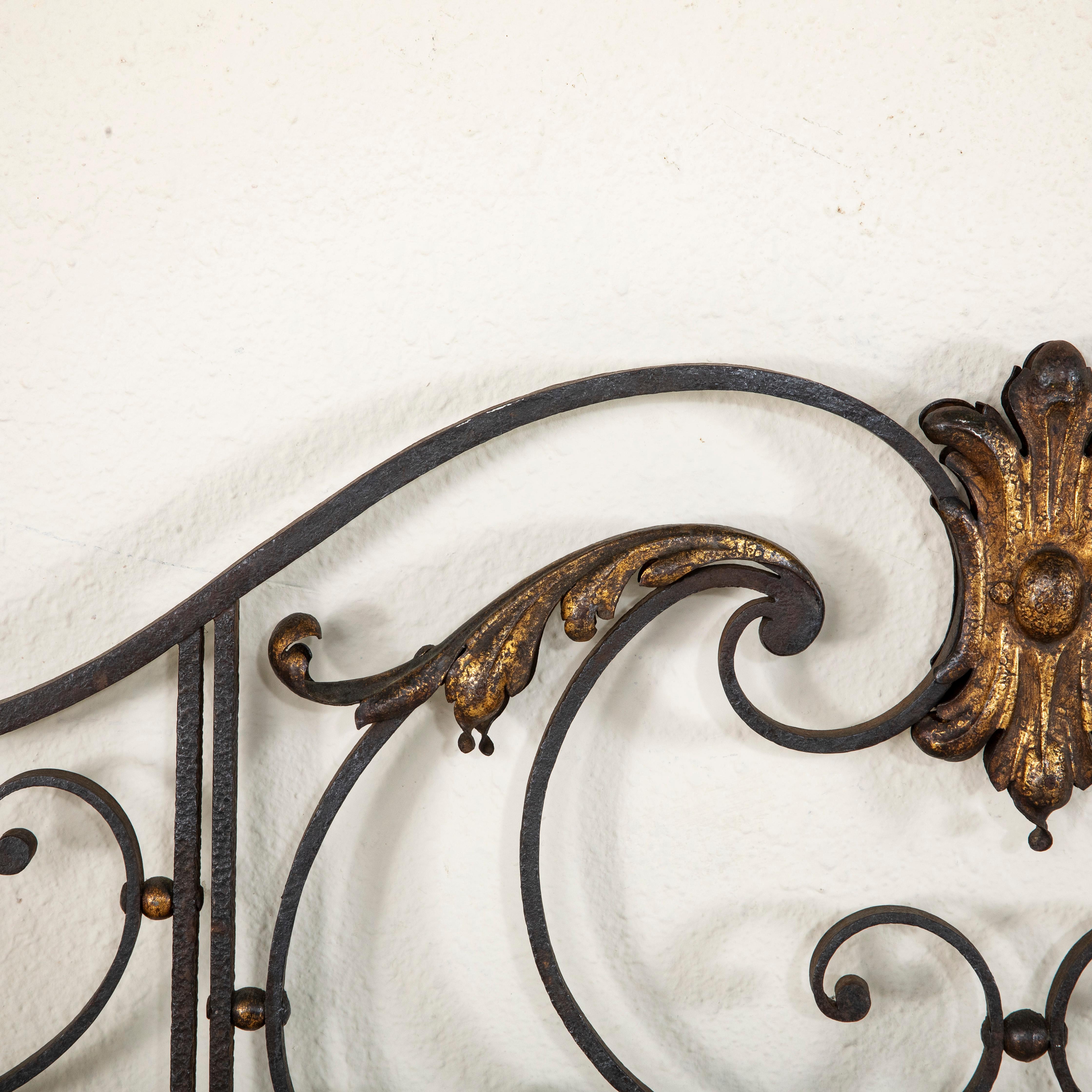 Late 19th Century French Hand Forged Iron Gate with Gold Detailing 4