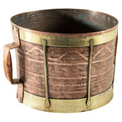 Late 19th Century French Hand Hammered Copper and Brass Water Vessel Cachepot