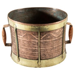 Late 19th Century French Hand Hammered Copper and Brass Water Vessel Cachepot