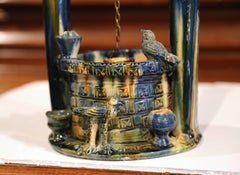 Late 19th Century French Hand-Painted Barbotine Well with Birds from Vallauris