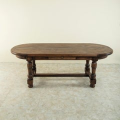 Late 19th Century French Hand Pegged Oak Farm Table or Dining Table, Seats Six