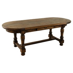 Late 19th Century French Hand Pegged Oak Farm Table or Dining Table, Seats Six