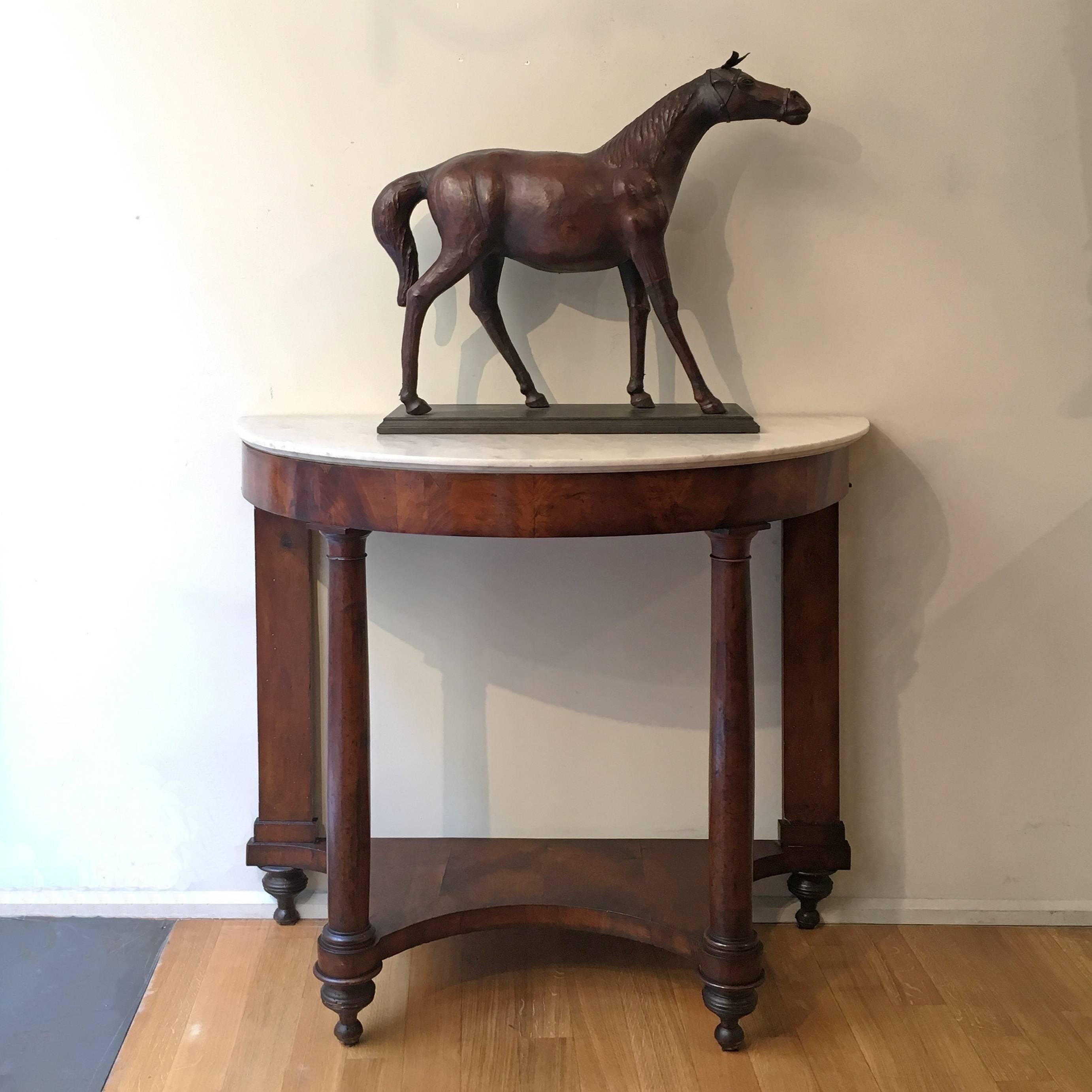 Late 19th Century French Handmade Leather Full Body Horse Sculpture or Model 7