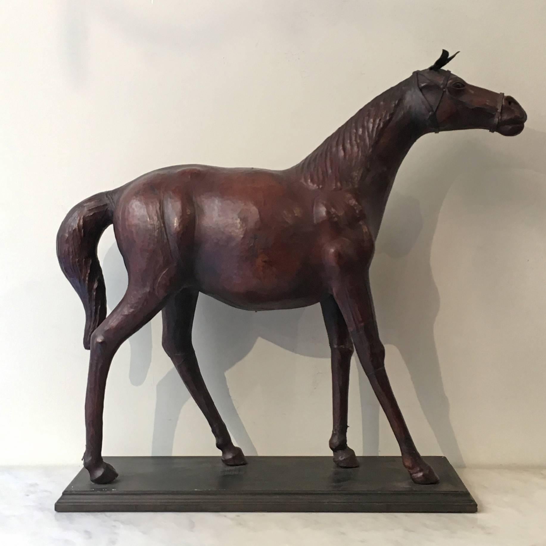 Late 19th Century French Handmade Leather Full Body Horse Sculpture or Model 8