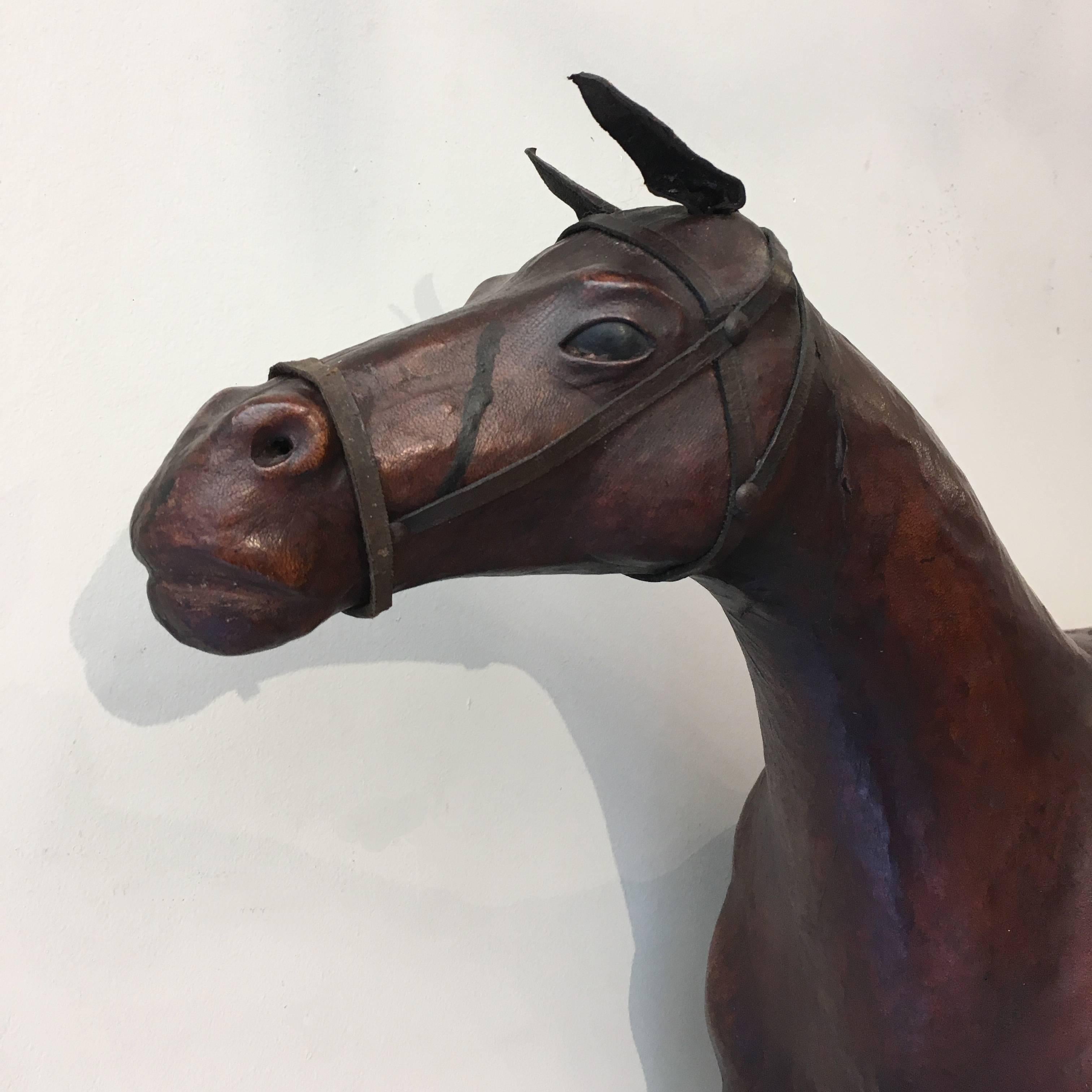 handmade leather horse statue