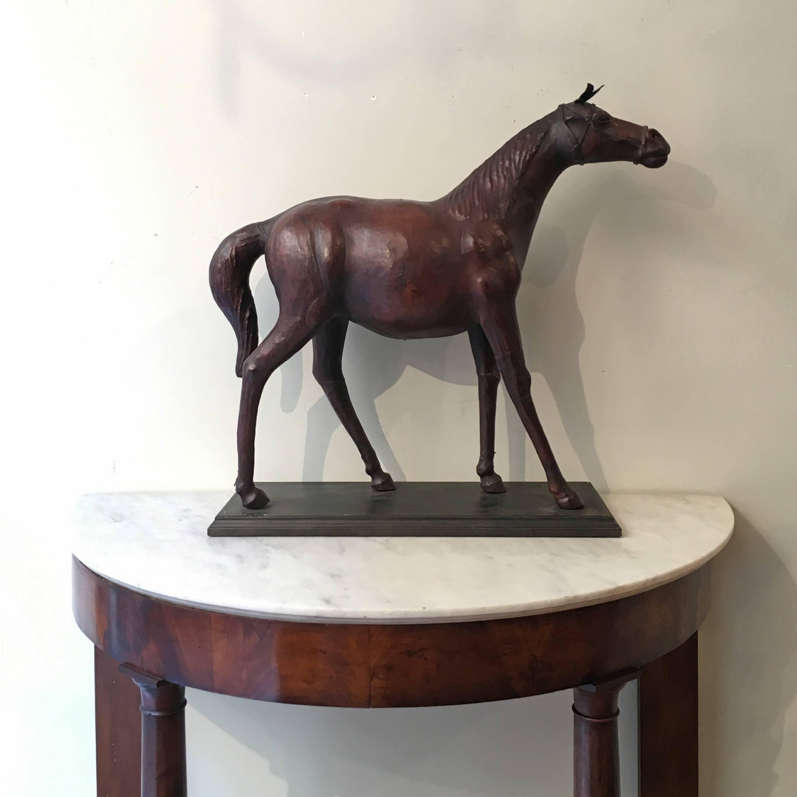 Late 19th Century French Handmade Leather Full Body Horse Sculpture or Model 4