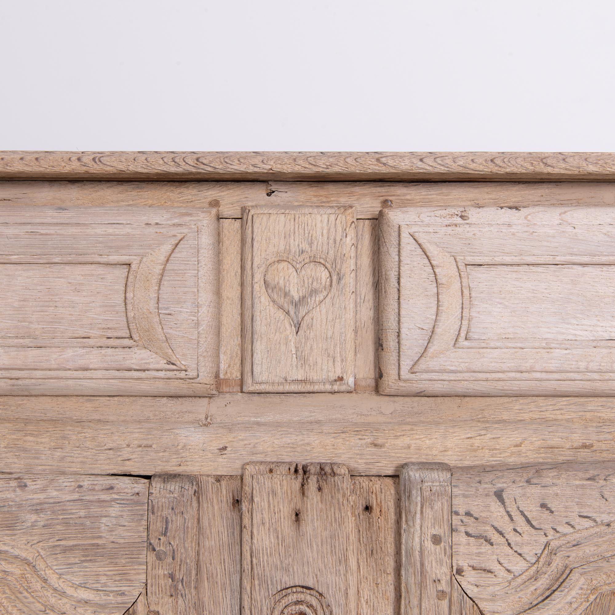 French Provincial Late 19th Century French Heart Bleached Oak Buffet