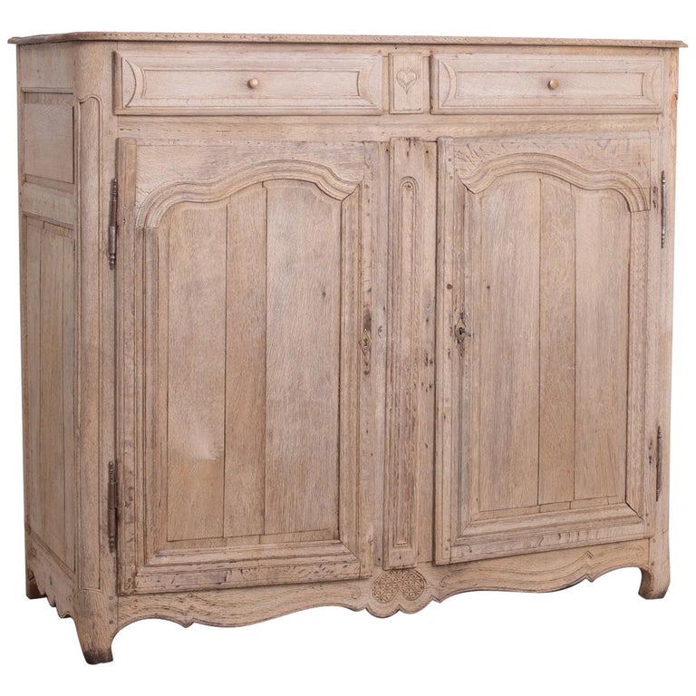 Late 19th Century French Heart Bleached Oak Buffet For Sale