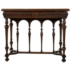 Late 19th Century French Henri II Style Carved Walnut Console Folding Game Table