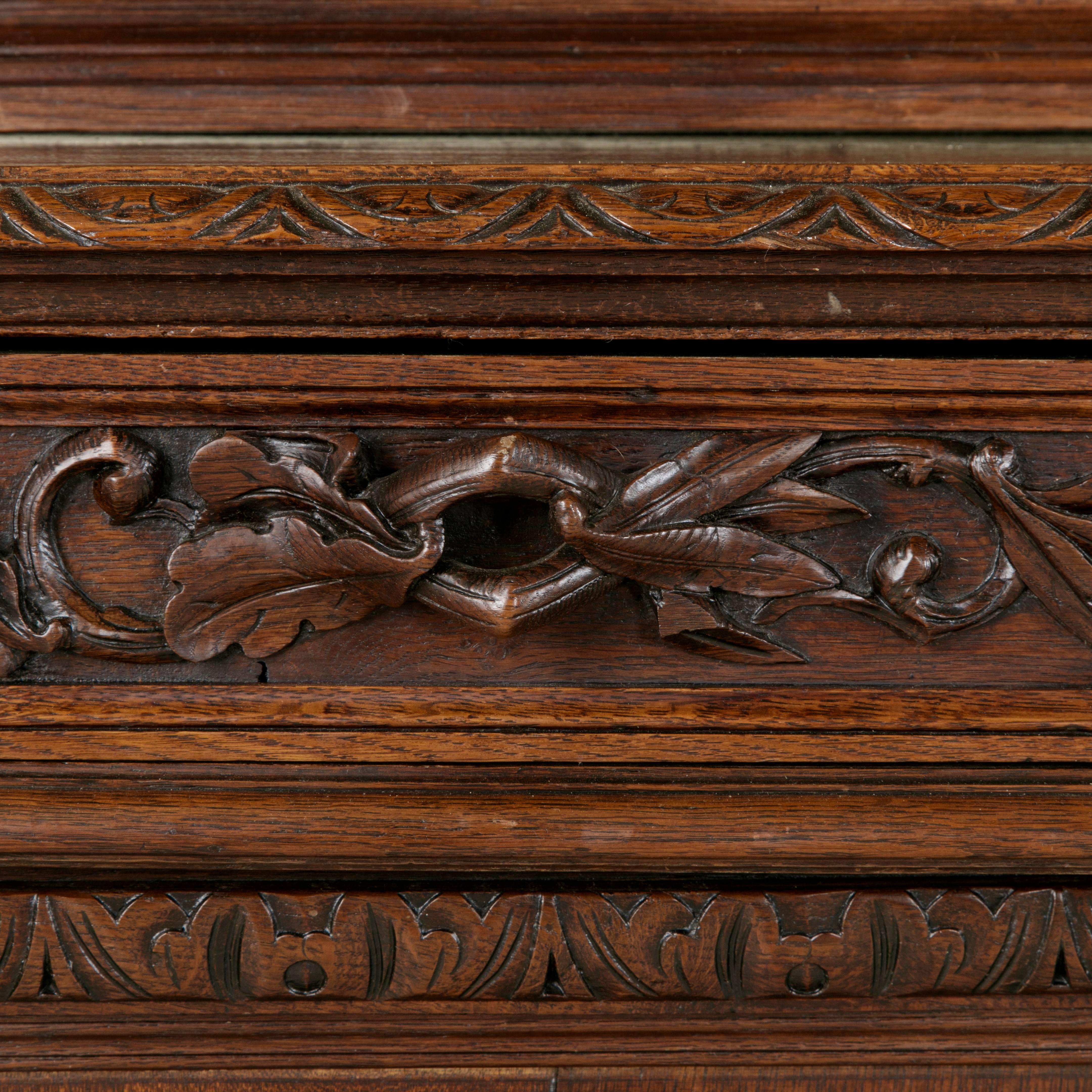 Late 19th Century French Henri II Style Hand-Carved Oak Buffet Deux Corps 3