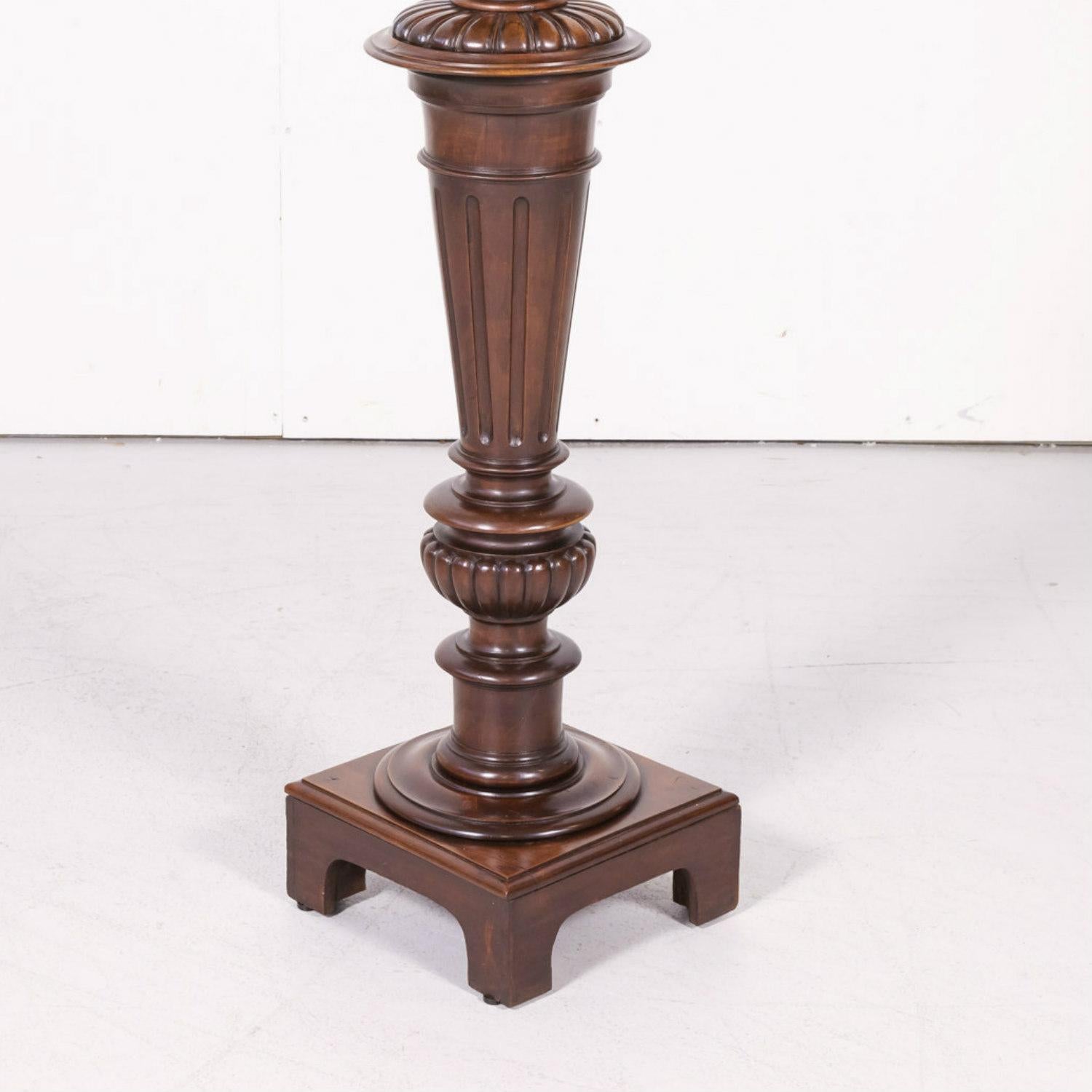 Late 19th Century French Henri II Style Hand Carved Solid Walnut Pedestal Stand For Sale 7