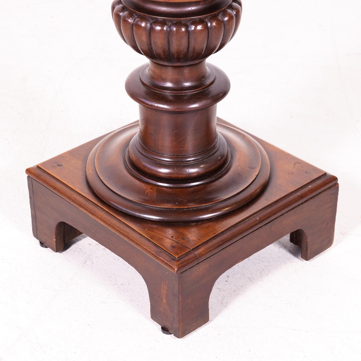 Late 19th Century French Henri II Style Hand Carved Solid Walnut Pedestal Stand For Sale 8