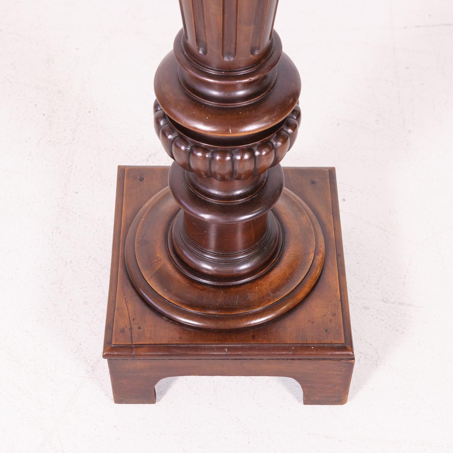 Late 19th Century French Henri II Style Hand Carved Solid Walnut Pedestal Stand For Sale 9