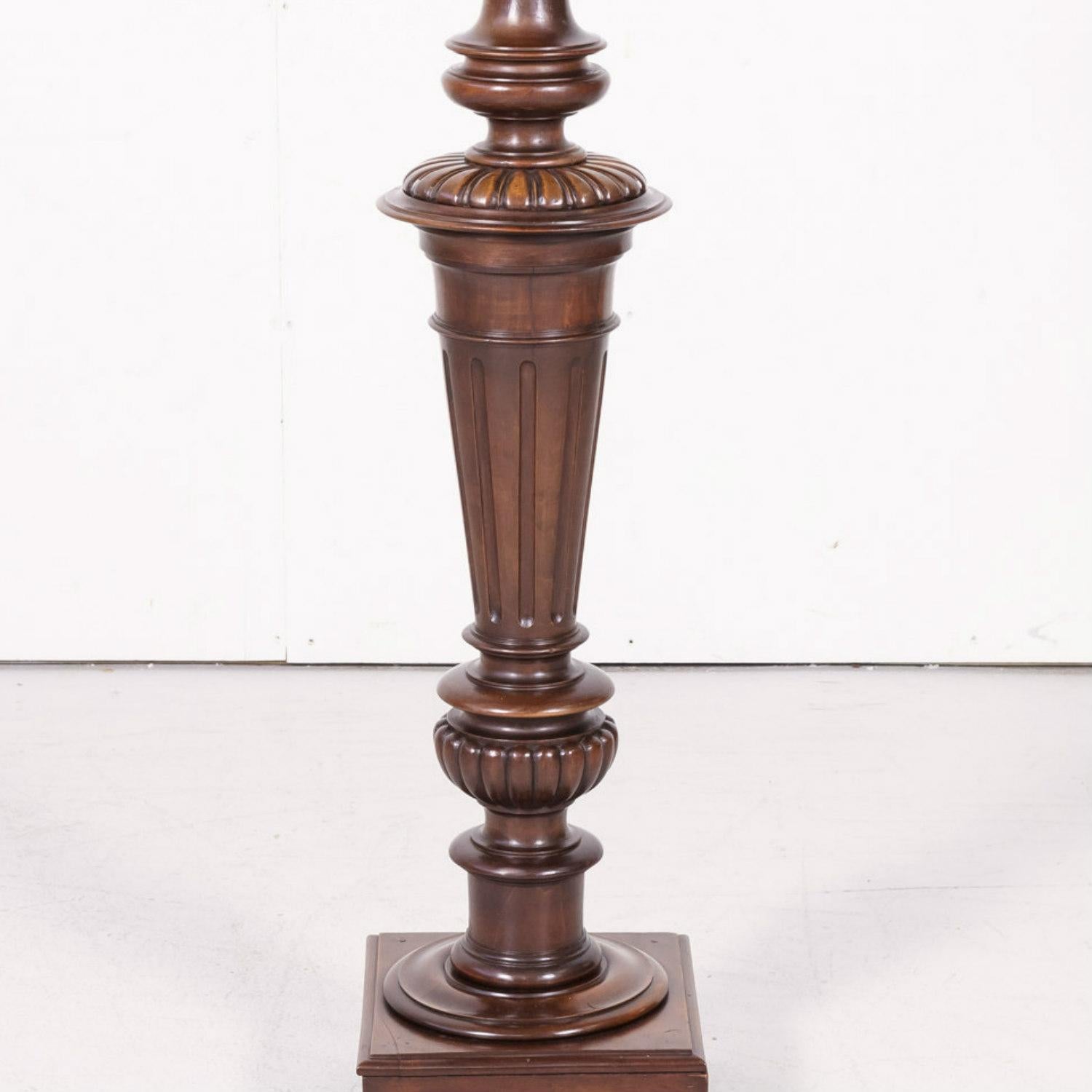 Late 19th Century French Henri II Style Hand Carved Solid Walnut Pedestal Stand For Sale 6