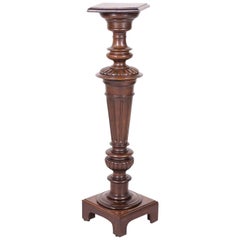 Late 19th Century French Henri II Style Hand Carved Solid Walnut Pedestal Stand